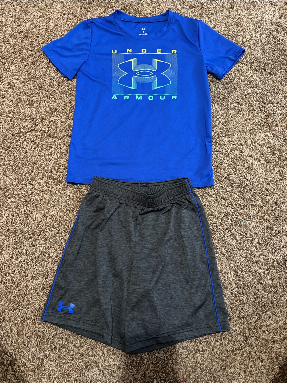 Under Armour Royal Blue Performance Tee with Charcoal Shorts